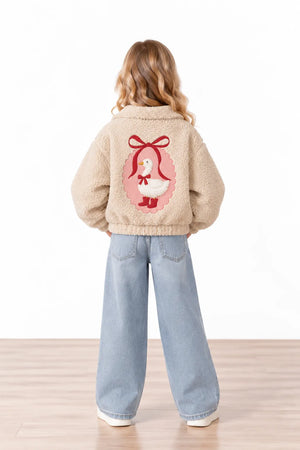 Maison Goose Peluş Bomber Ceket - Bej