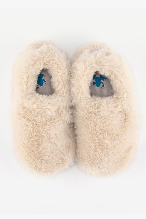 HOPFRÖG Furry Furry Kırık Beyaz Kürk Barefoot Patik (HEDİYE SETİ)