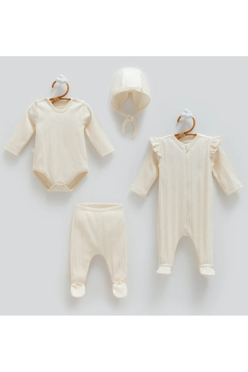 %100 Pamuk 0-3 Ay 4’lü Set 56-62 cm