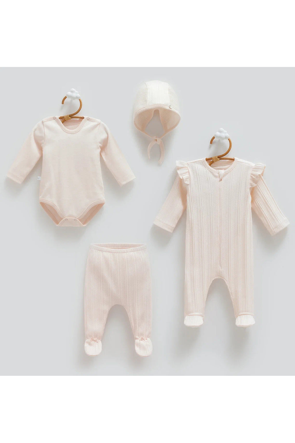 %100 Pamuk 0-3 Ay 4’lü Set 56-62 cm