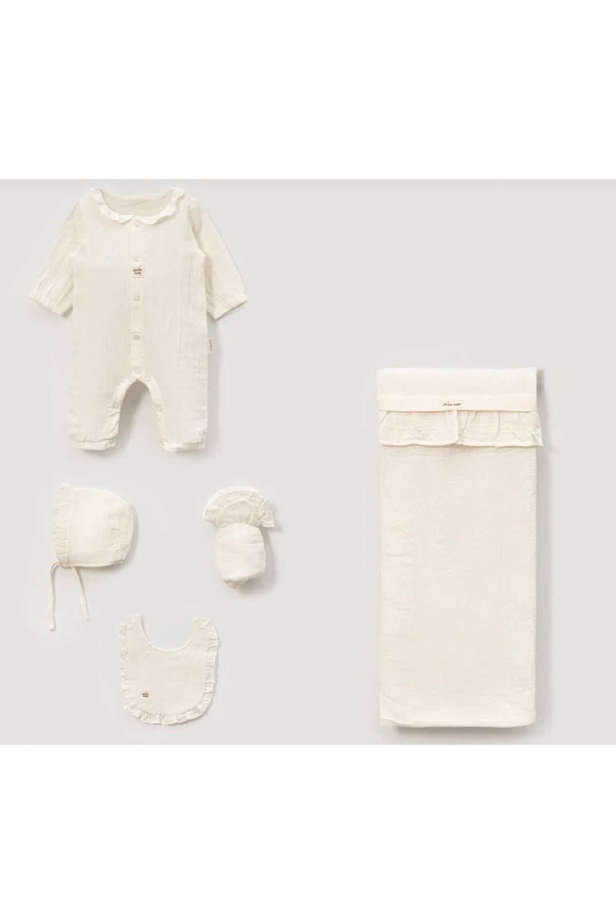 %100 Pamuk Kız Bebek Müslin Hastane Çıkışı 5 li Set