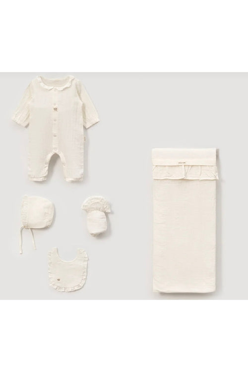 %100 Pamuk Kız Bebek Müslin Hastane Çıkışı 5 li Set