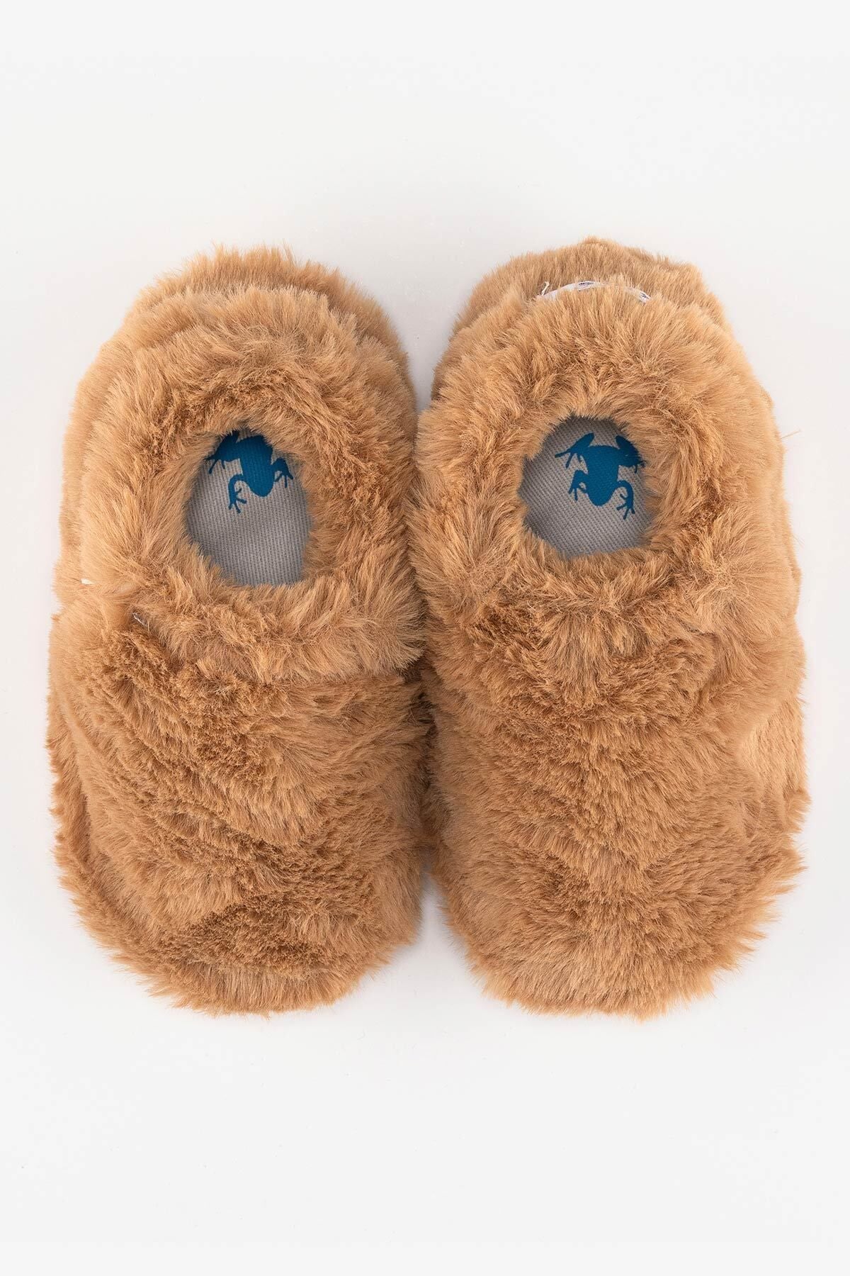 HOPFRÖG Furry Furry Kestane Kahverengi Kürk Barefoot Patik (Hediye Seti)