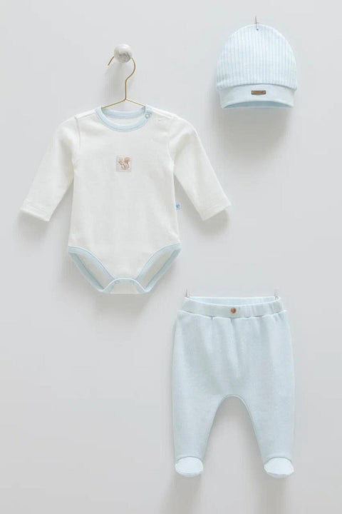 Erkek Bebek Body Pantolon Şapka Takım