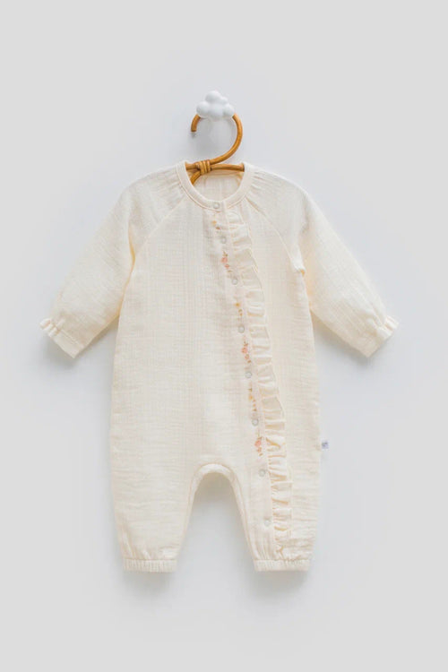%100 Pamuk Müslin Kız Bebek Tulum - Special Fabric With Bamboo Fibers