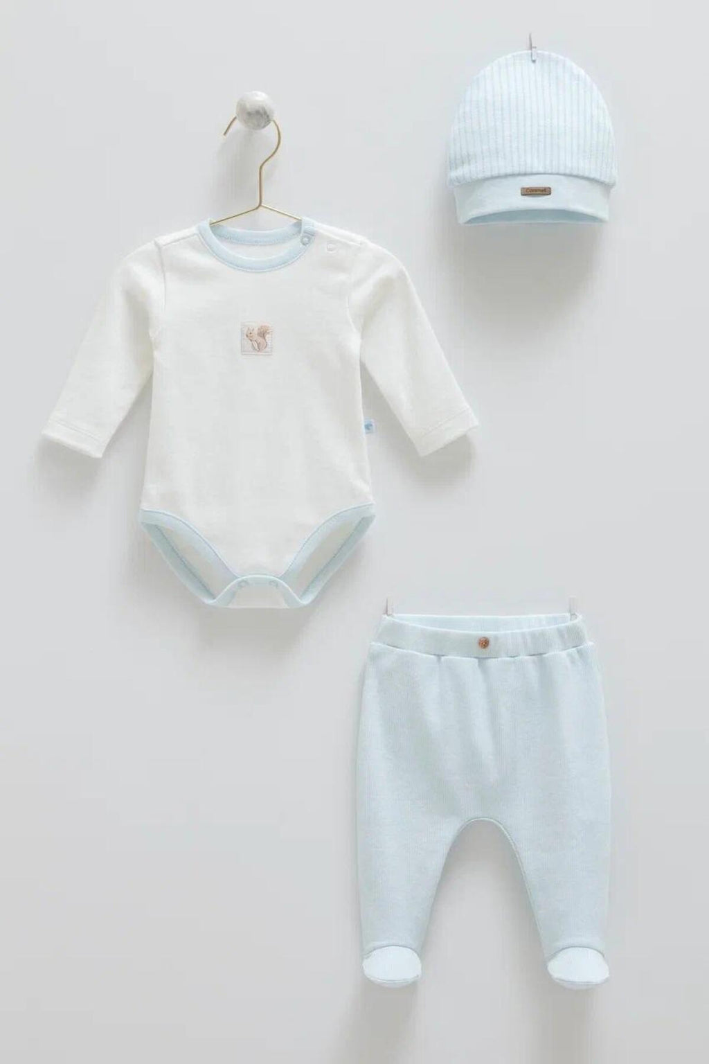 Erkek Bebek Body Pantolon Şapka Takım