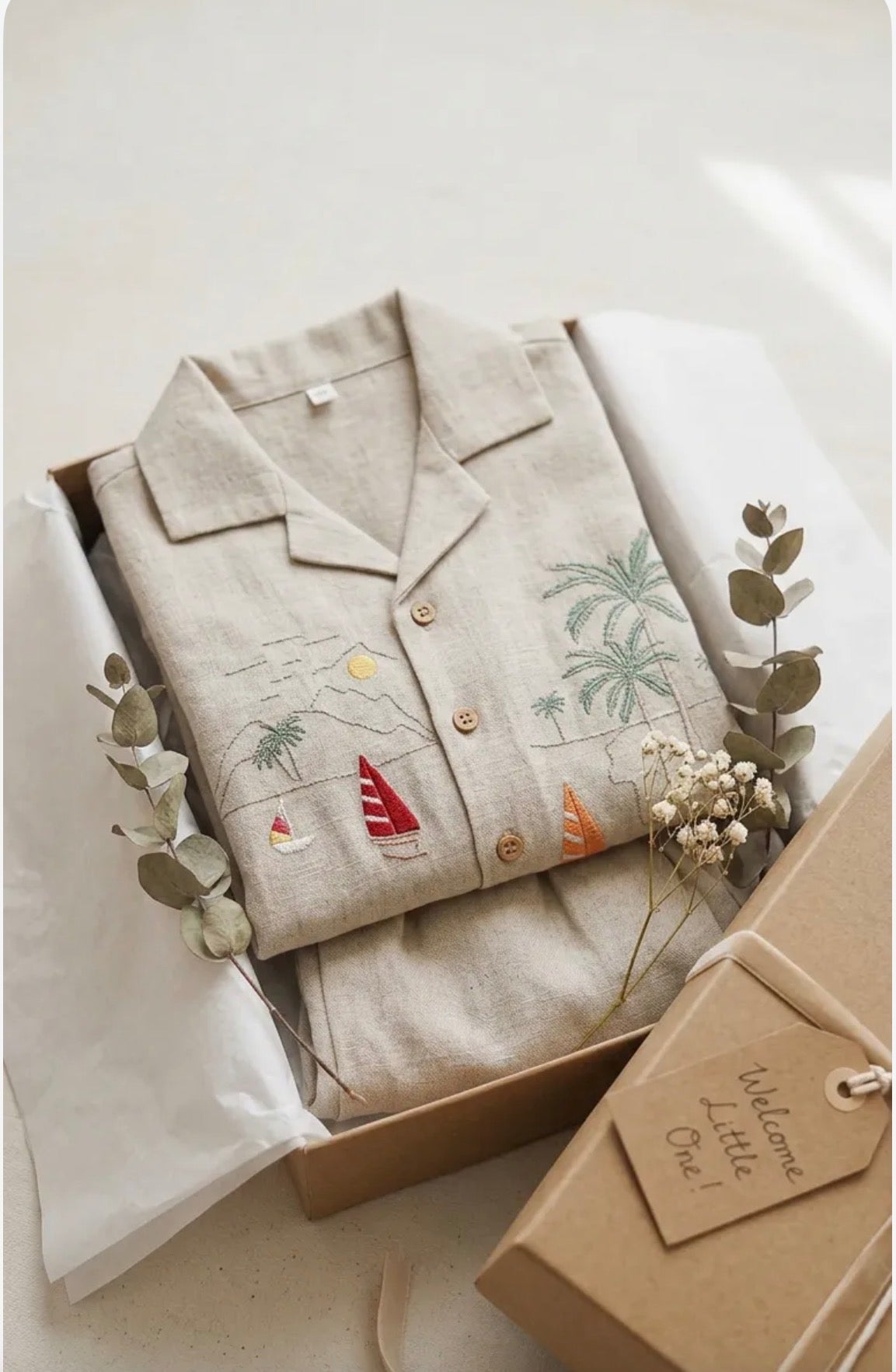 Palm Life Keten Gömlek ve Şort Takım