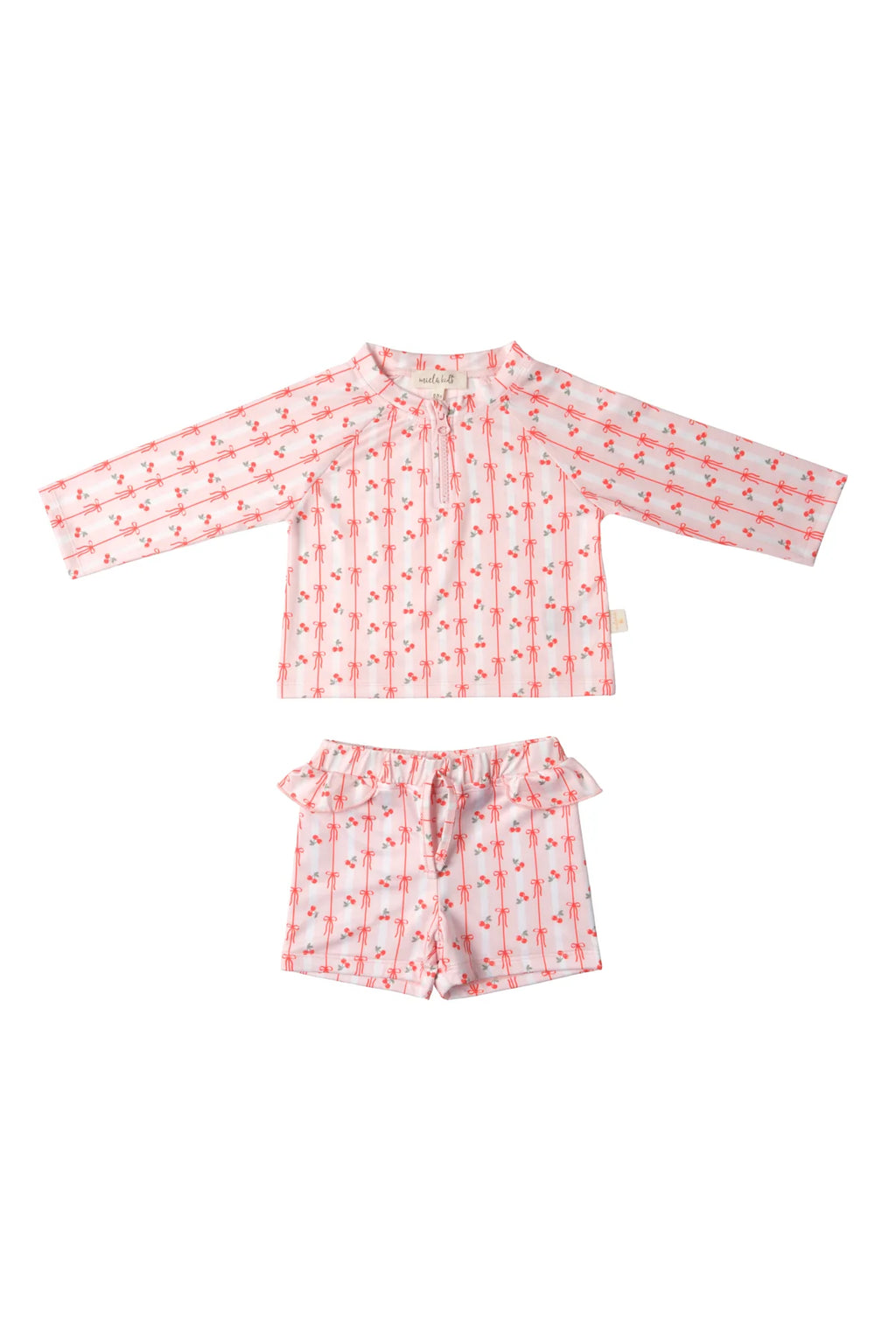 UV Korumalı Alt Üst Kız Bebek Set - Cherry Bow