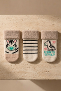 Born to Be Wild Zebra Havlu Çorap – Ekru