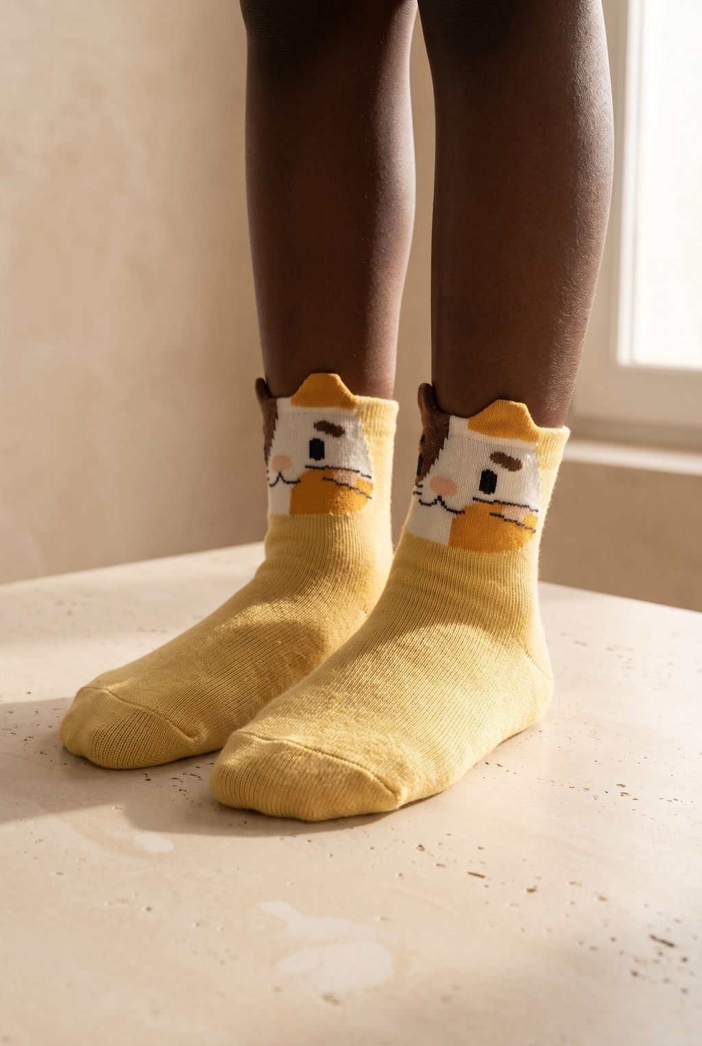 Milo Cat Hardal Kulak Detaylı Çocuk Çorabı
