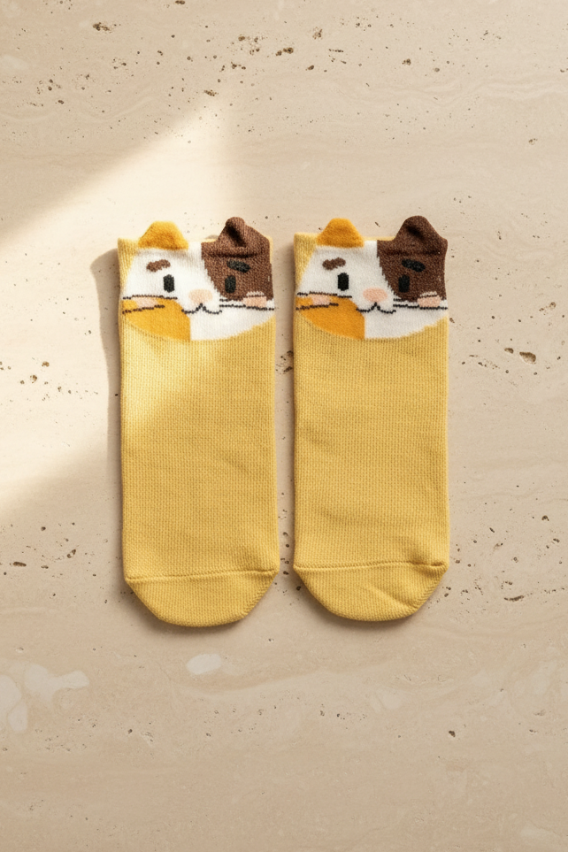 Milo Cat Hardal Kulak Detaylı Çocuk Çorabı