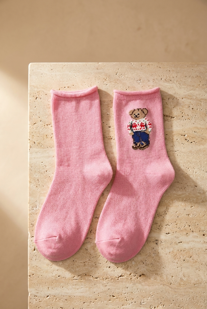 Teddy Pink Modal Çocuk Çorabı – Pembe