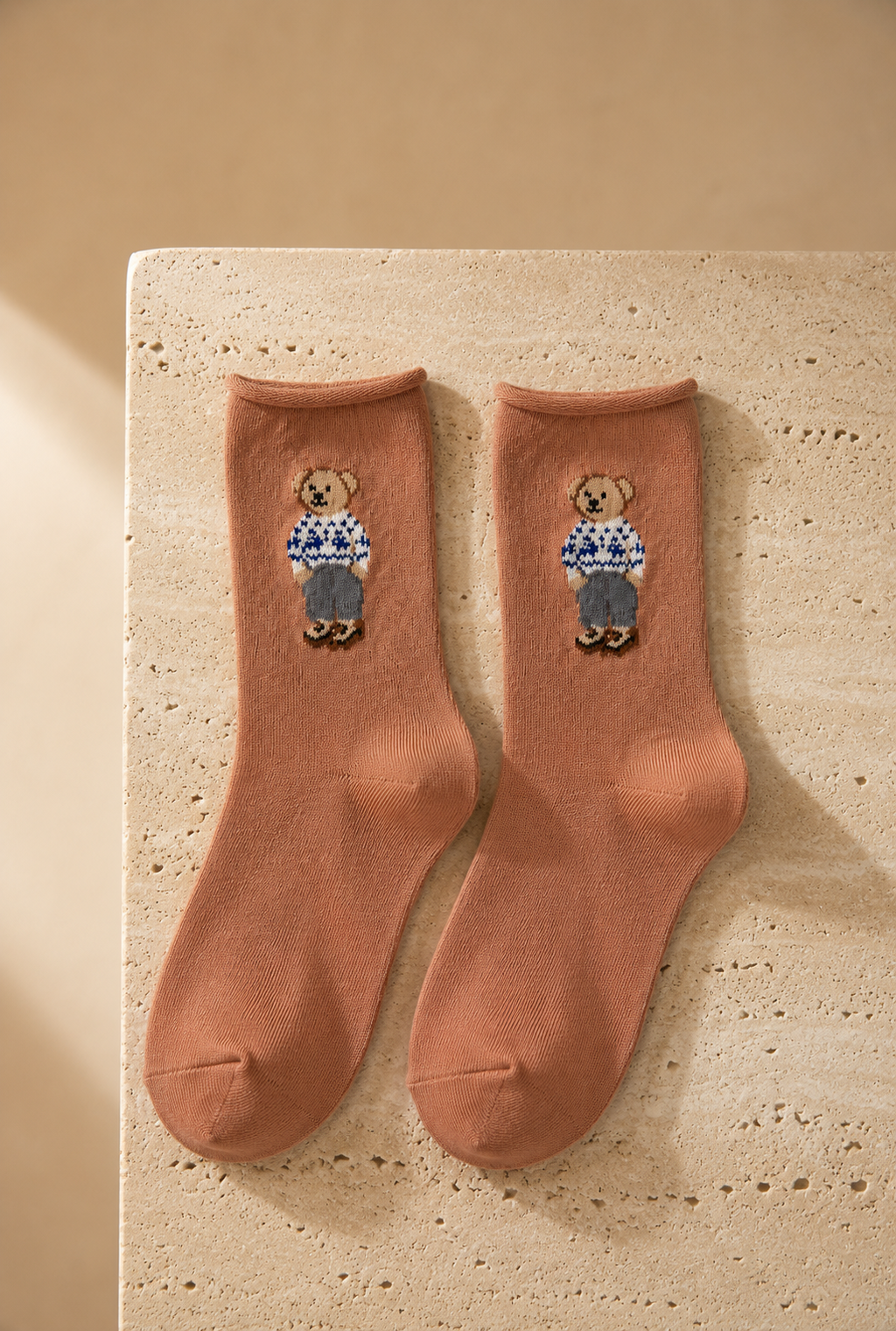Teddy Clay Modal Çocuk Çorabı – Tarçın