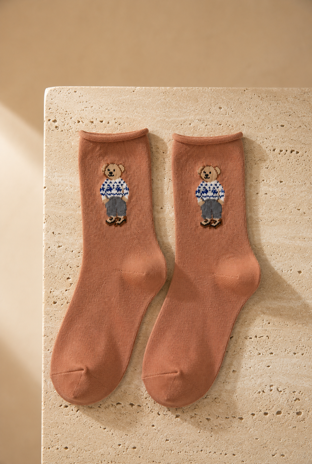 Teddy Clay Modal Çocuk Çorabı – Tarçın