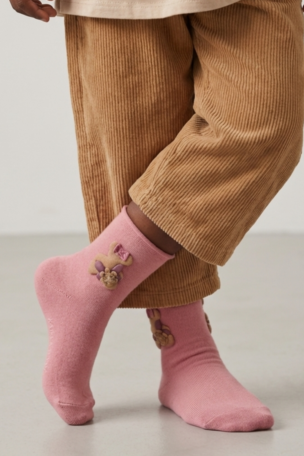 Bow Teddy Pamuklu Çocuk Çorabı – Fuşya