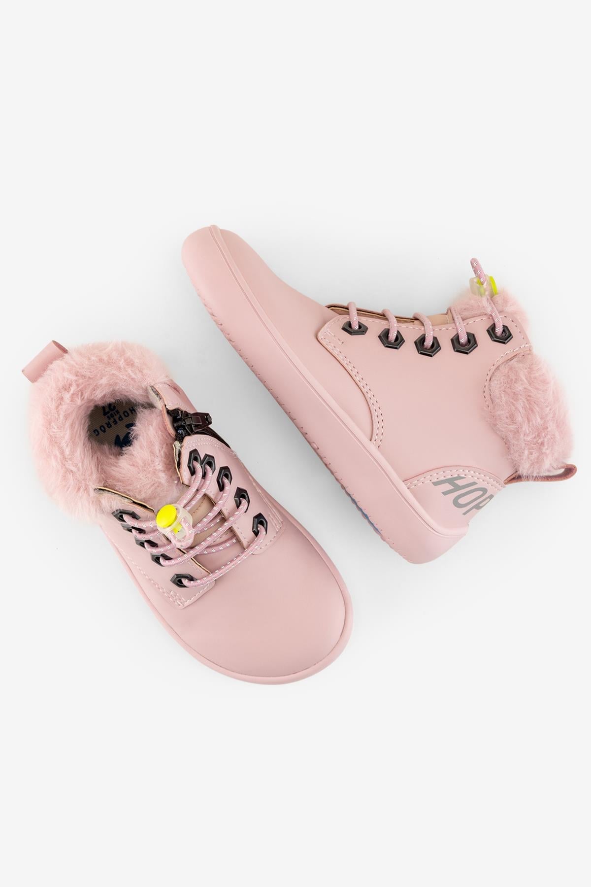 Furry Boots Pink Lotus Barefoot Kids Boots