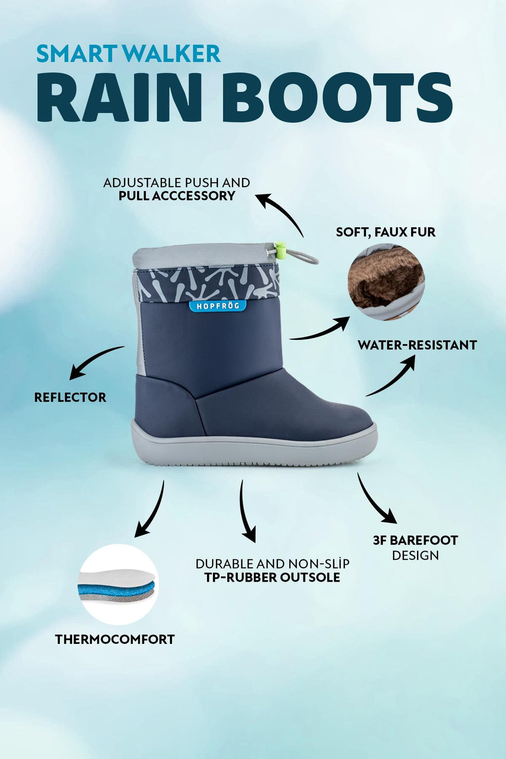Smart Walker Rain Boots-Dark Blue
