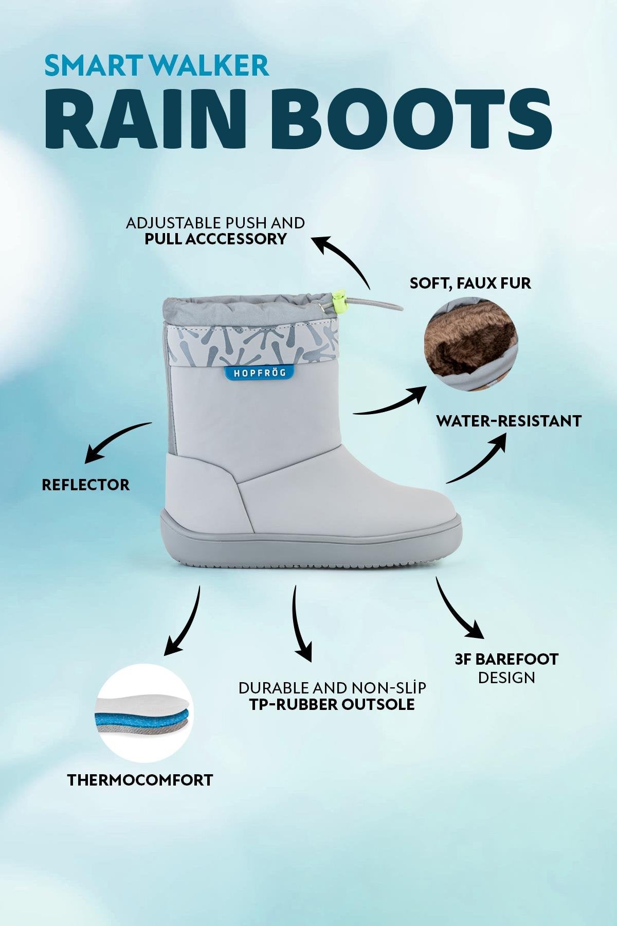 Smart Walker Rain Boots-Grey
