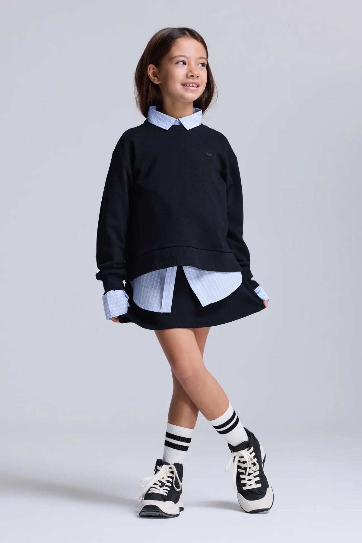 Loose Fit Şardonsuz Sweatshirt-Siyah