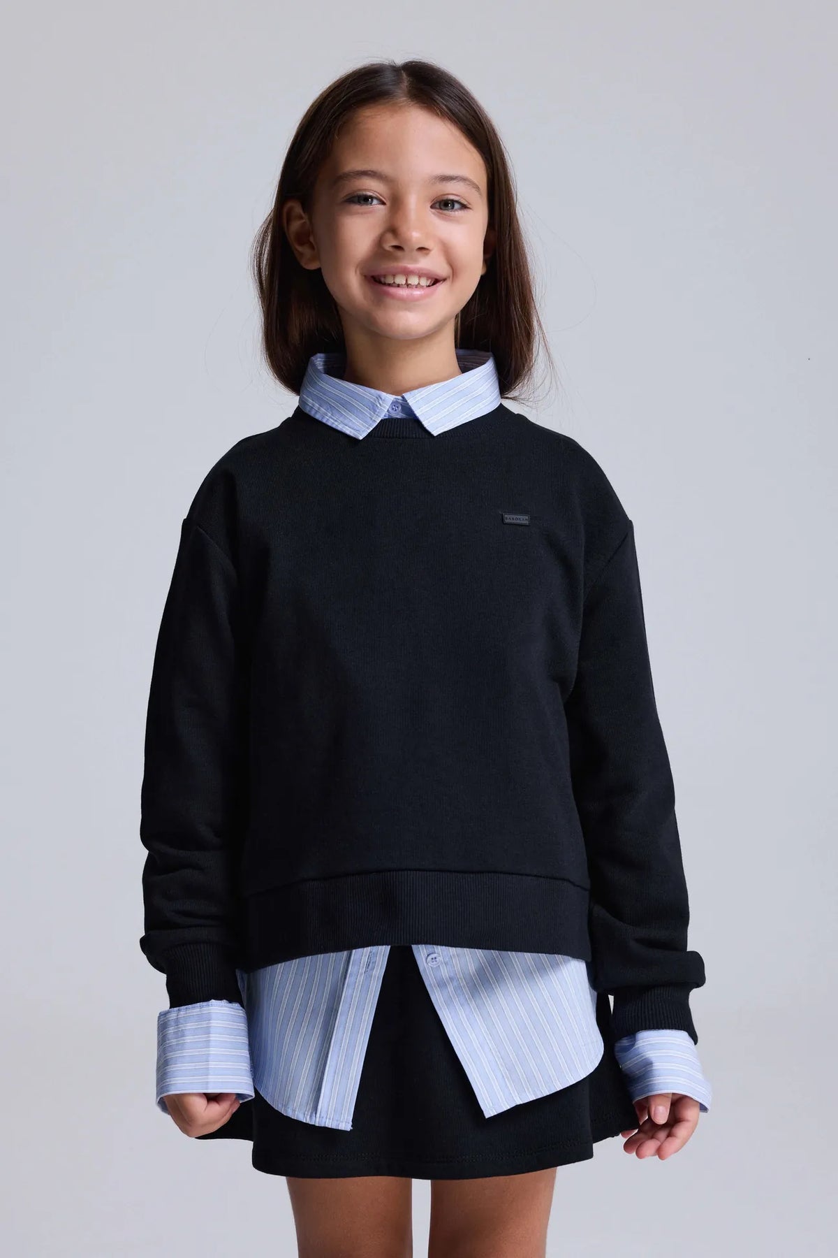 Loose Fit Şardonsuz Sweatshirt-Siyah