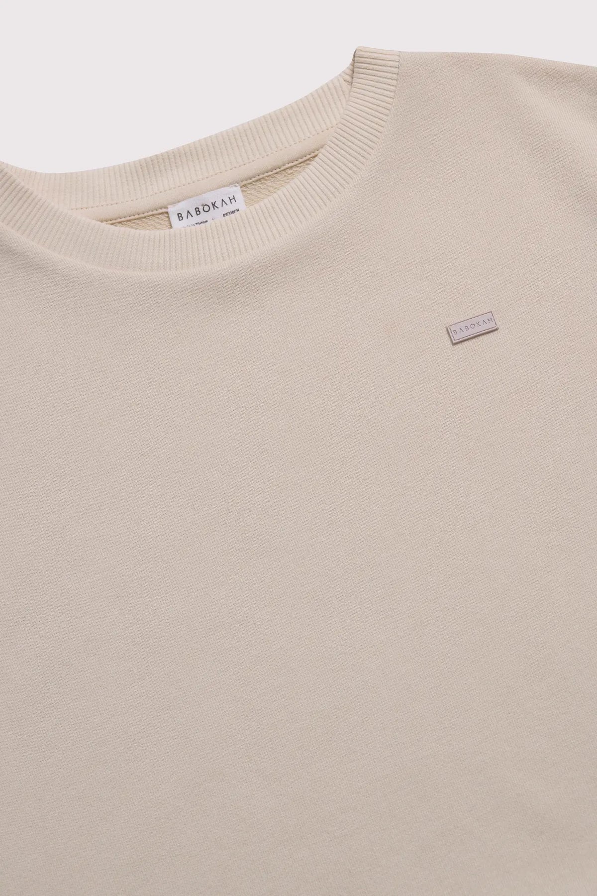 Loose Fit Şardonsuz Sweatshirt-Ekru