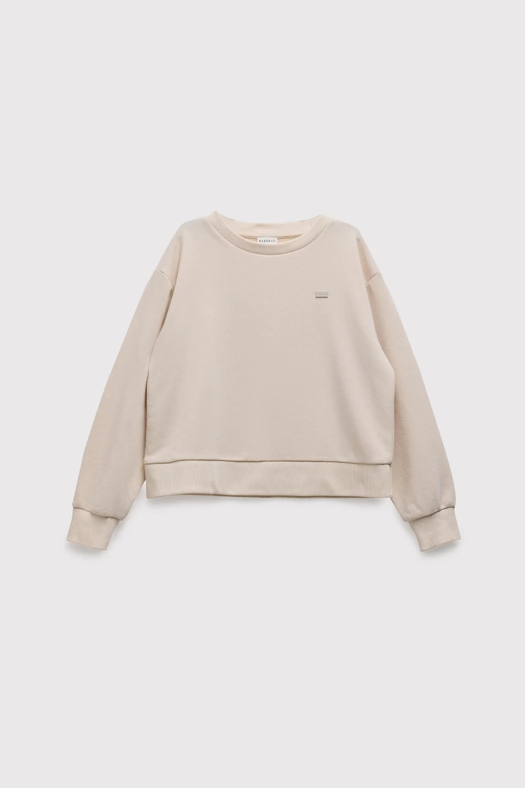 Loose Fit Şardonsuz Sweatshirt-Ekru