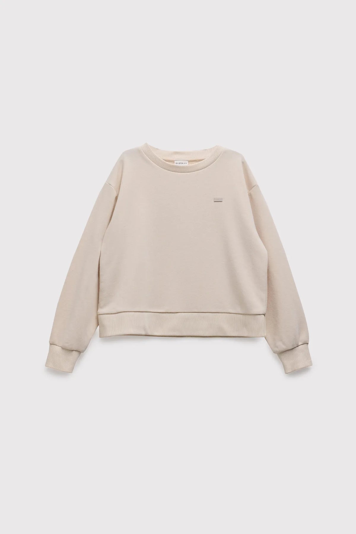 Loose Fit Şardonsuz Sweatshirt-Ekru