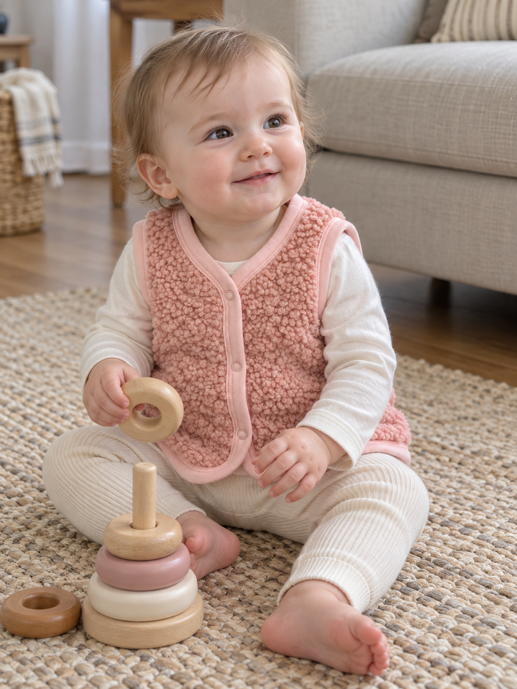 Rosy Teddy Bukle Yelek – Pembe