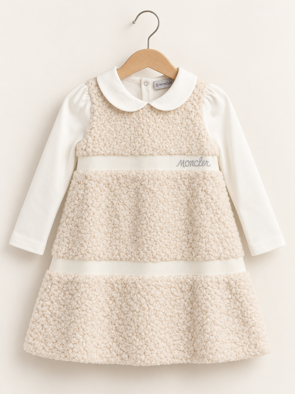 Ivory Teddy Astarlı Kız Bebek Elbisesi