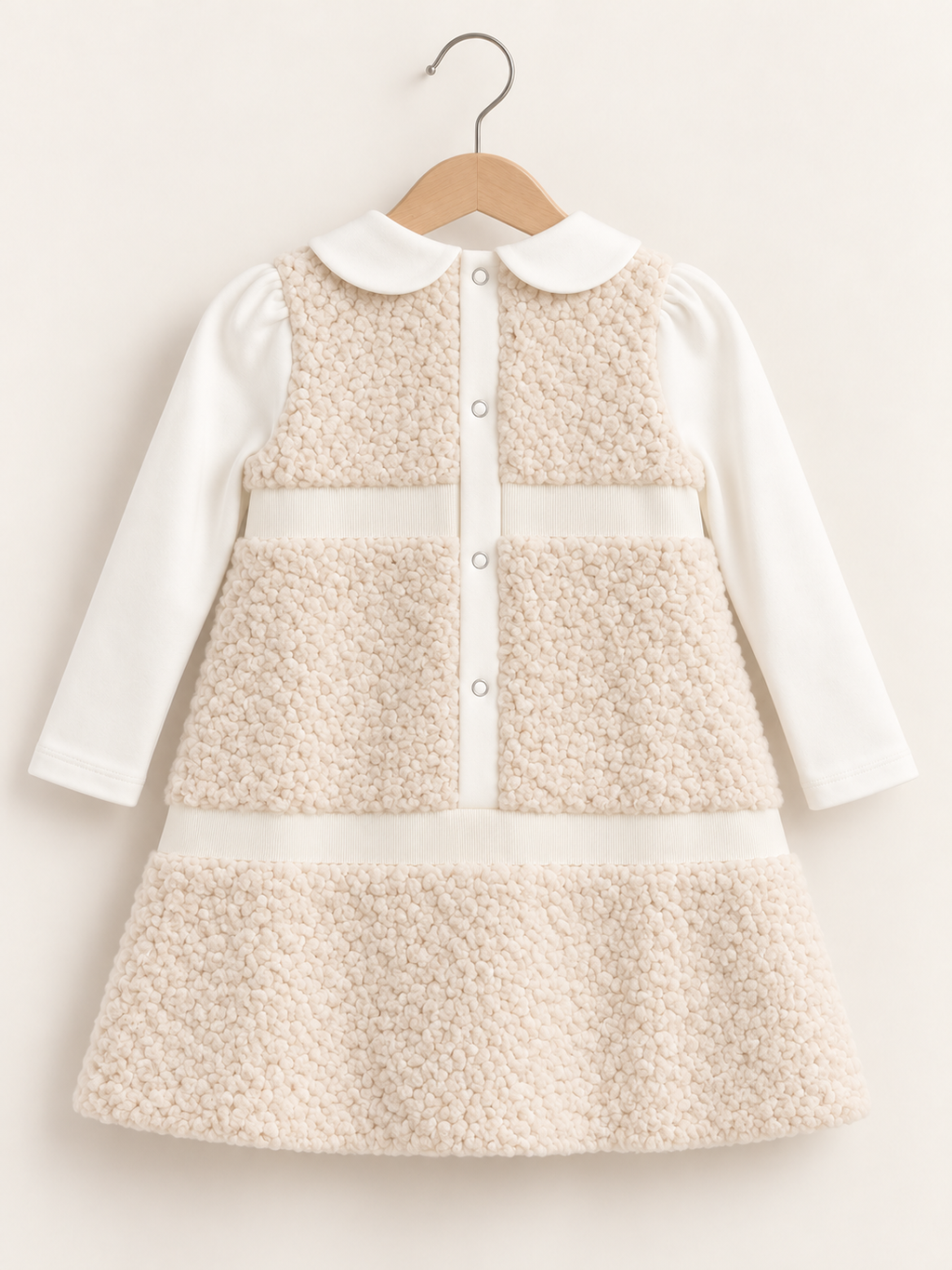 Ivory Teddy Astarlı Kız Bebek Elbisesi
