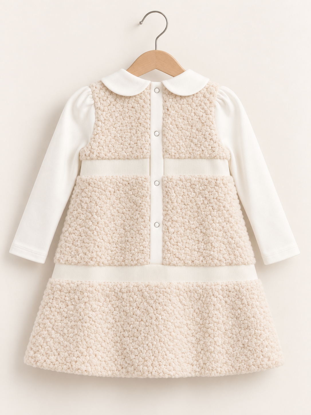 Ivory Teddy Astarlı Kız Bebek Elbisesi