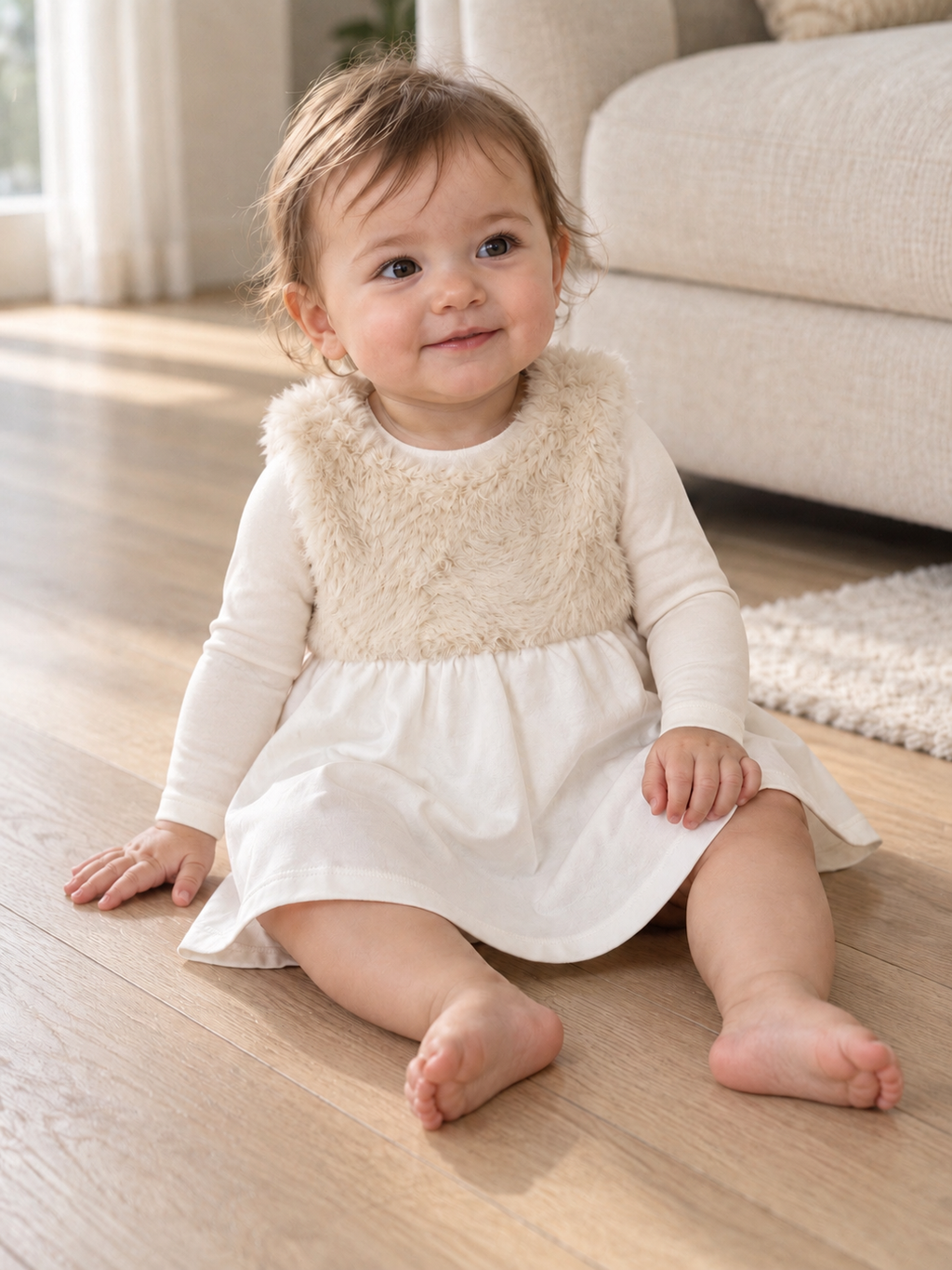 Lumi Teddy Astarlı Elbise – Ekru