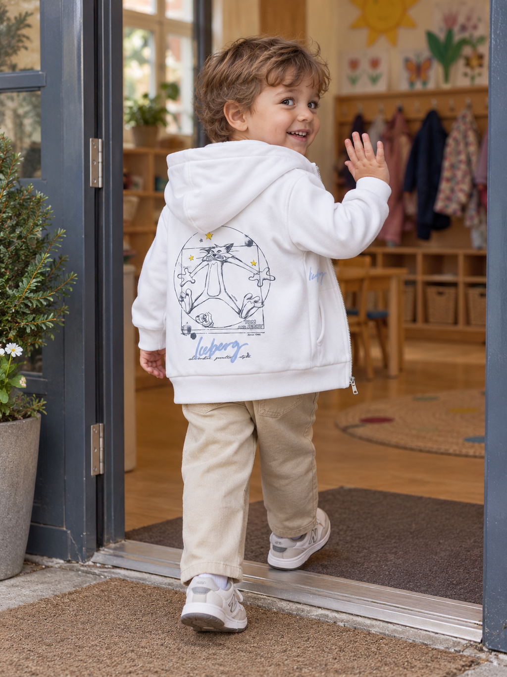 Playful Cat Şardonlu Kapüşonlu Sweatshirt – Beyaz