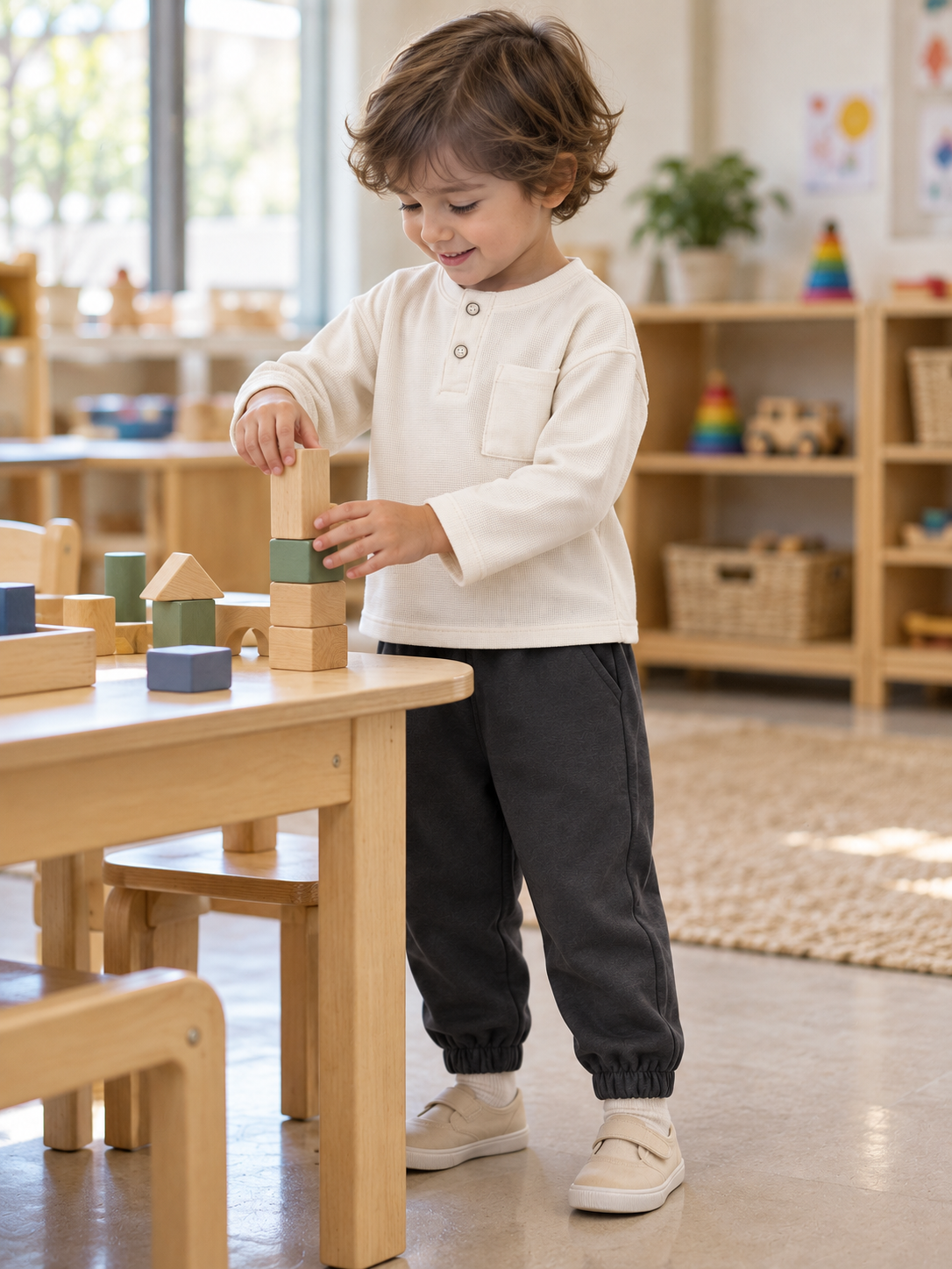 Mini Atelier Cepli 2’li Takım – Ekru & Antrasit