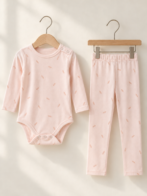 Blush Wheat – Başak Desenli Body ve Tayt 2’li Takım