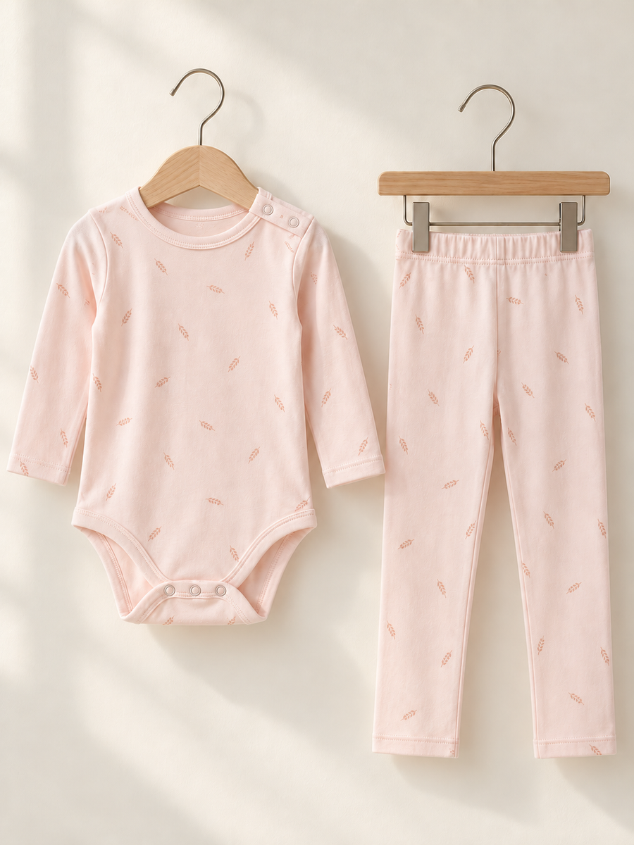 Blush Wheat – Başak Desenli Body ve Tayt 2’li Takım
