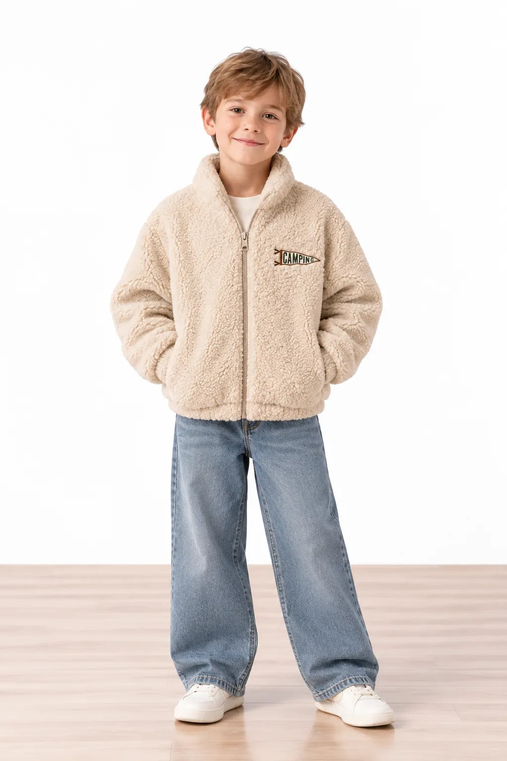 Camper Peluş Bomber Ceket - Bej