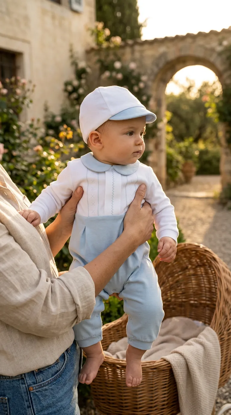 Organik Baby Classic Şapkalı Tulum Mavi