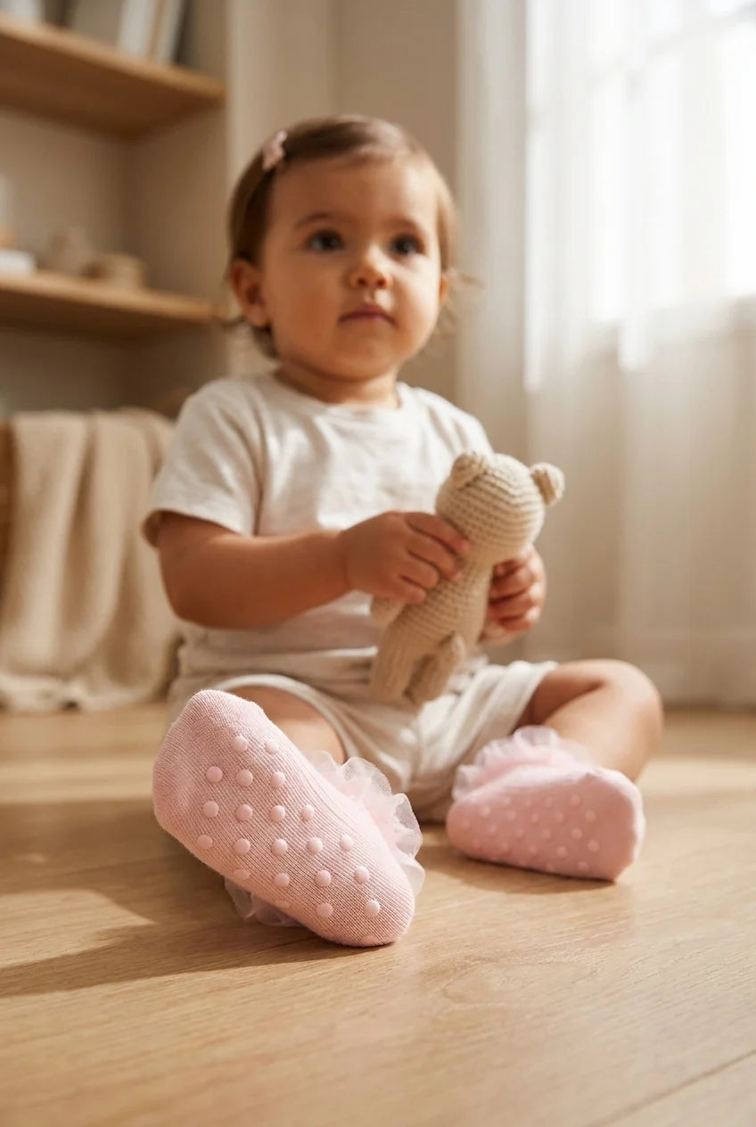 Ballerina Tül Detaylı Kaydırmaz Bebek Çorabı
