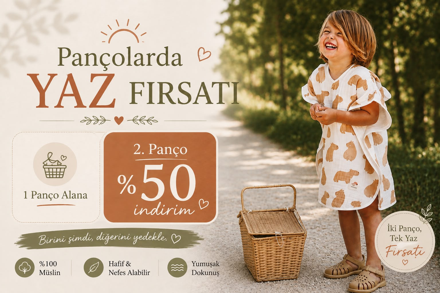 Panço­larda Yaz Fırsatı — 1 panço alana 2. panço yüzde 50 indirim